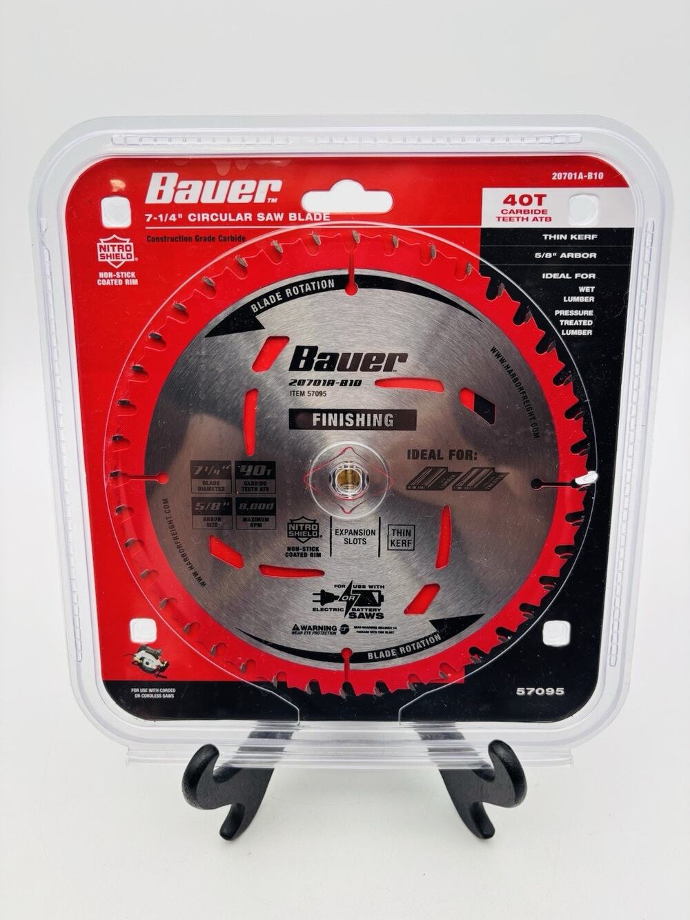 New. Bauer 7-1/4" Circular Saw Blade -24T. Thin Kerf, 5/8" Arbor- #57095 Sealed